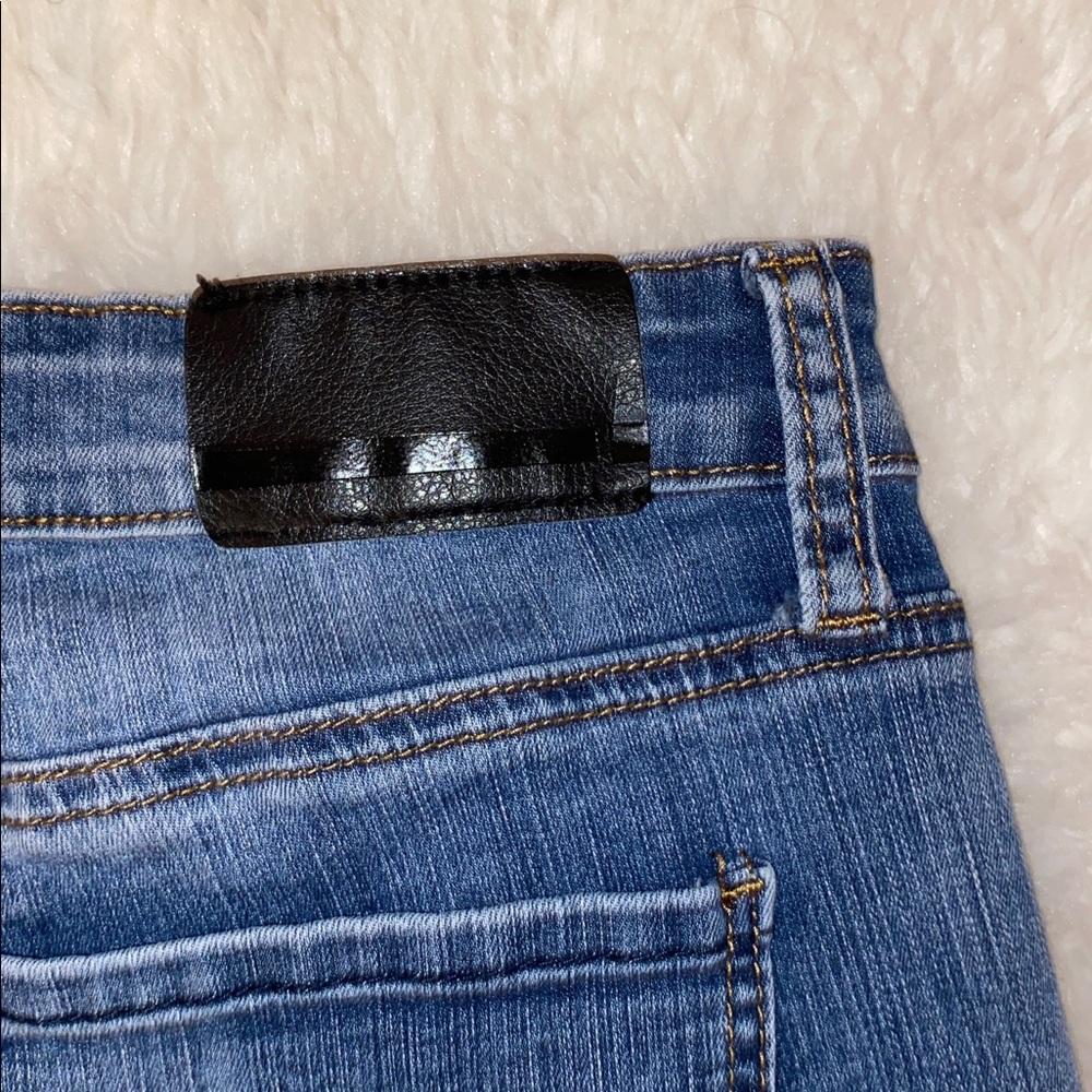 !iT Tiffany Distressed Women’s Denim patched raw hem dark wash y2k Shorts 14, XL - Picture 5 of 6